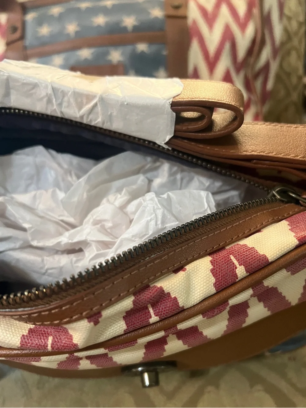 Bella Taylor Star & Chevron Tote Set in Blue, Red, White 3pc. Set NEW - Picture 2 of 12